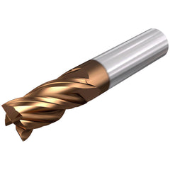 Corner Radius End Mill: 3/8" Dia, 1" LOC, 0.0150" Radius, 4 Flute, Solid Carbide