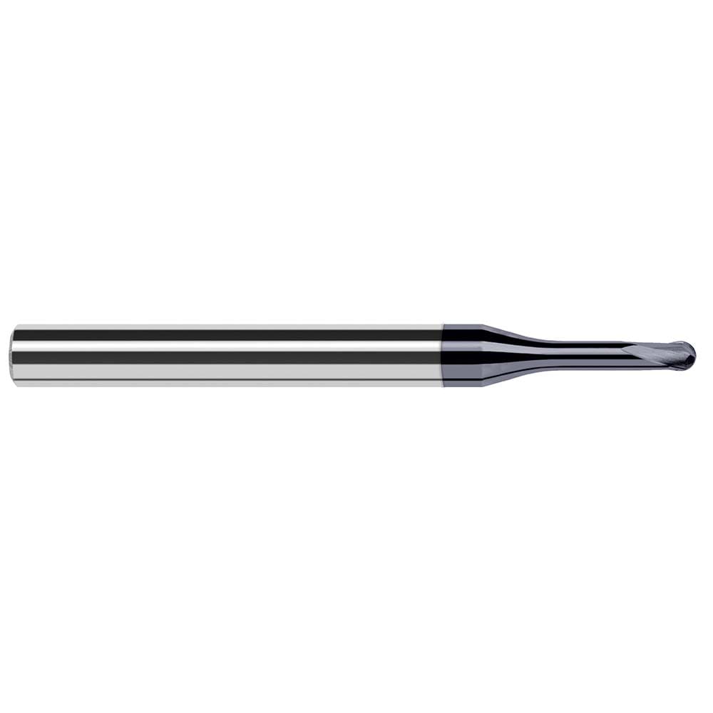 Ball End Mill: 3/32" Dia, 0.0740" LOC, 2 Flute, Solid Carbide