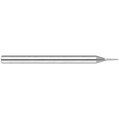 Tapered End Mill: 5 deg Angle per Side, 0.0450" Small Dia, 1/4" LOC, 3 Flute, Tapered End