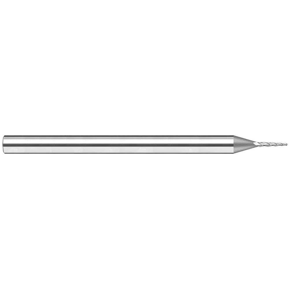 Tapered End Mill: 20 deg Angle per Side, 0.0600" Small Dia, 5/16" LOC, 3 Flute, Tapered End