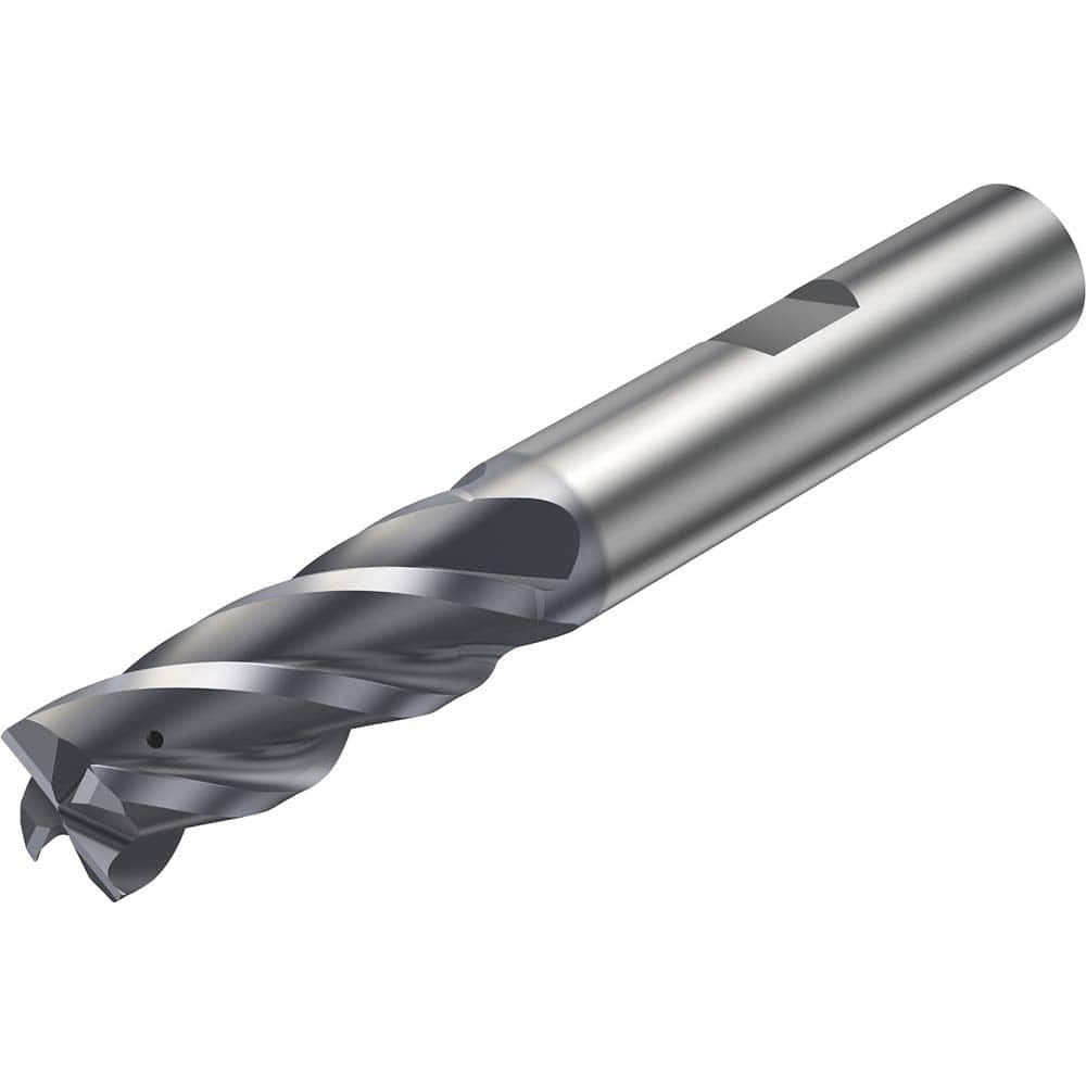 4mm Dia. x 75mm Overall Length 4-Flute Square End Solid Carbide SE End Mill-Round Shank-Center Cut-AlTiN