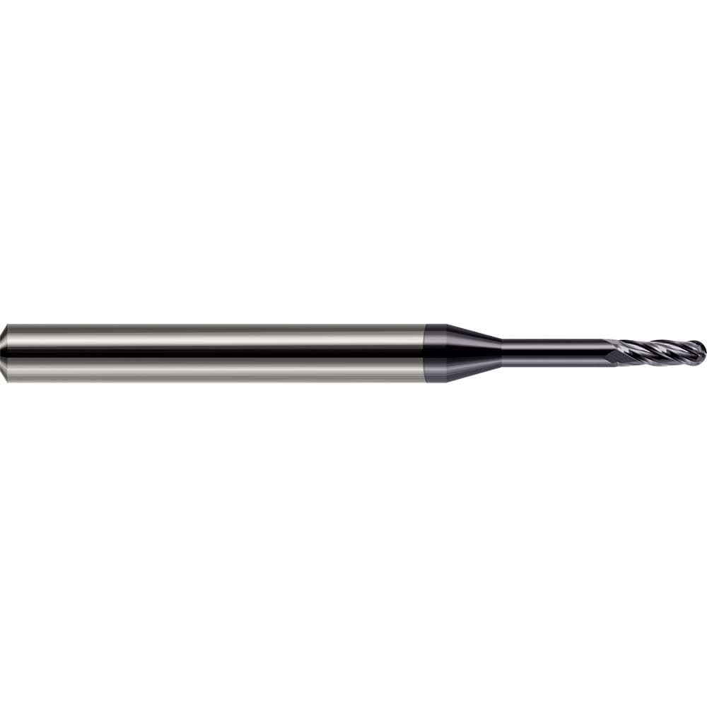 Ball End Mill: 3/32" Dia, 0.2790" LOC, 4 Flute, Solid Carbide