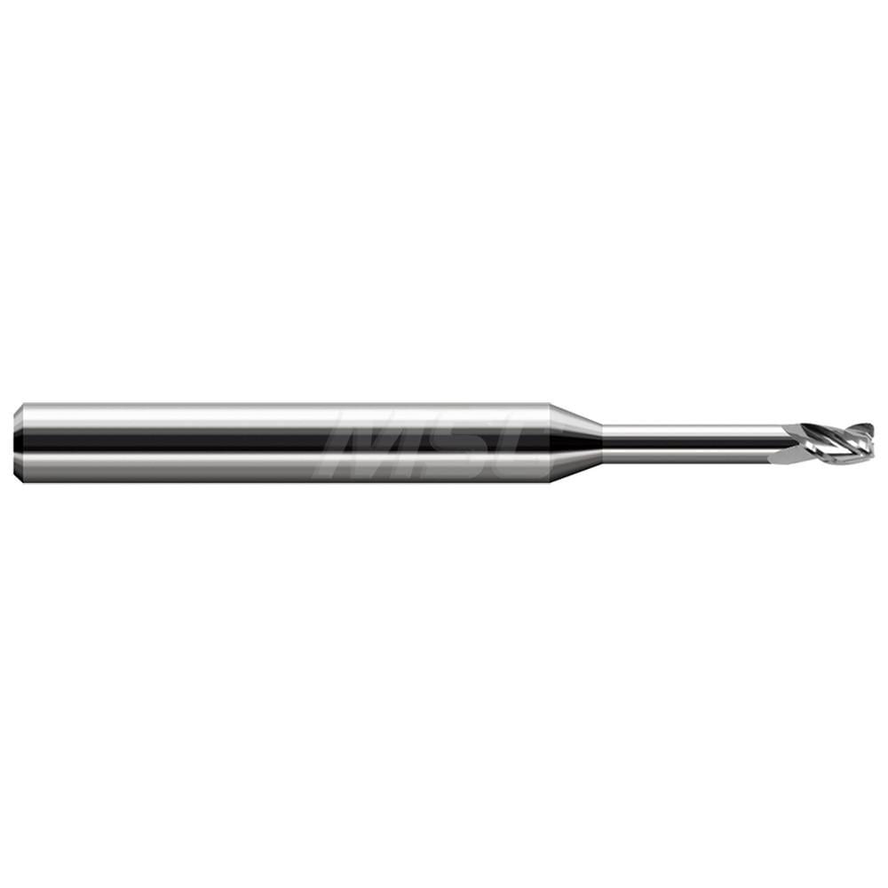 Corner Radius End Mill: 3/32" Dia, 0.139" LOC, 0.50 mm Radius, 3 Flute, Solid Carbide