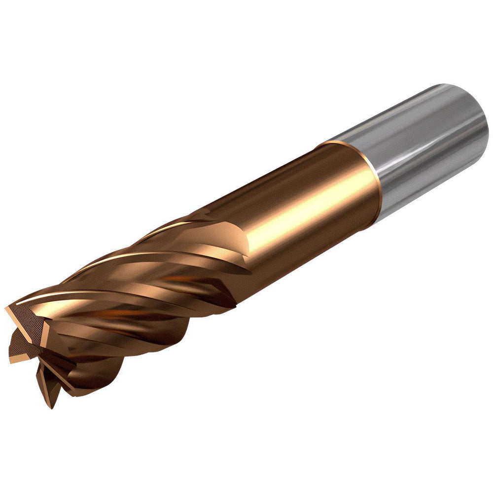 Corner Radius End Mill: 3/8" Dia, 1" LOC, 0.0150" Radius, 5 Flute, Solid Carbide