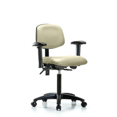 Ergonomic Multifunction Task Chair: Vinyl, 28-1/4" Seat Height, Adobe White