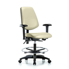 Ergonomic Multifunction Task Chair: Vinyl, 28-1/2" Seat Height, Adobe White