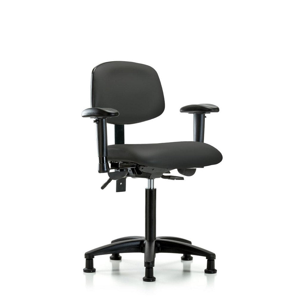 Ergonomic Multifunction Task Chair: Vinyl, 28-1/4" Seat Height, Charcoal