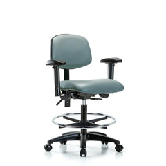 Ergonomic Multifunction Task Chair: Vinyl, 28-1/4" Seat Height, Storm