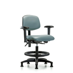 Ergonomic Multifunction Task Chair: Vinyl, 28-1/4" Seat Height, Storm