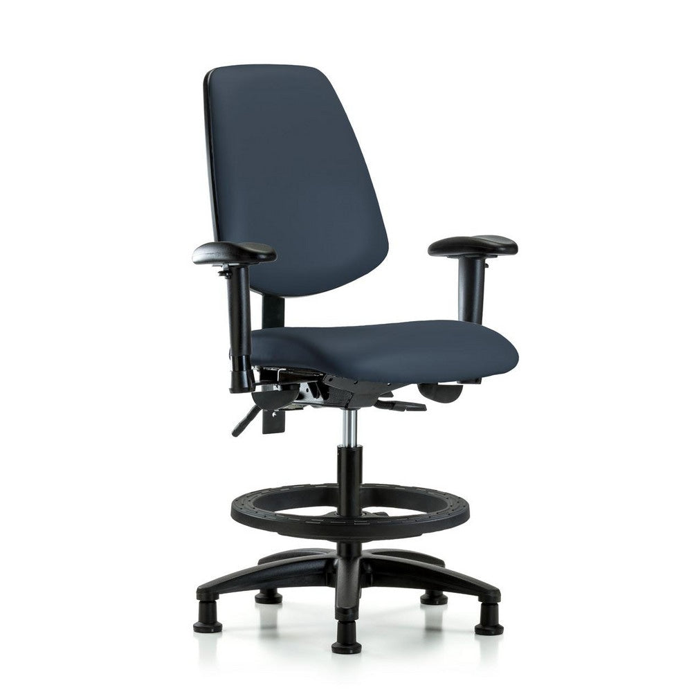 Ergonomic Multifunction Task Chair: Vinyl, 28-1/2" Seat Height, Imperial Blue