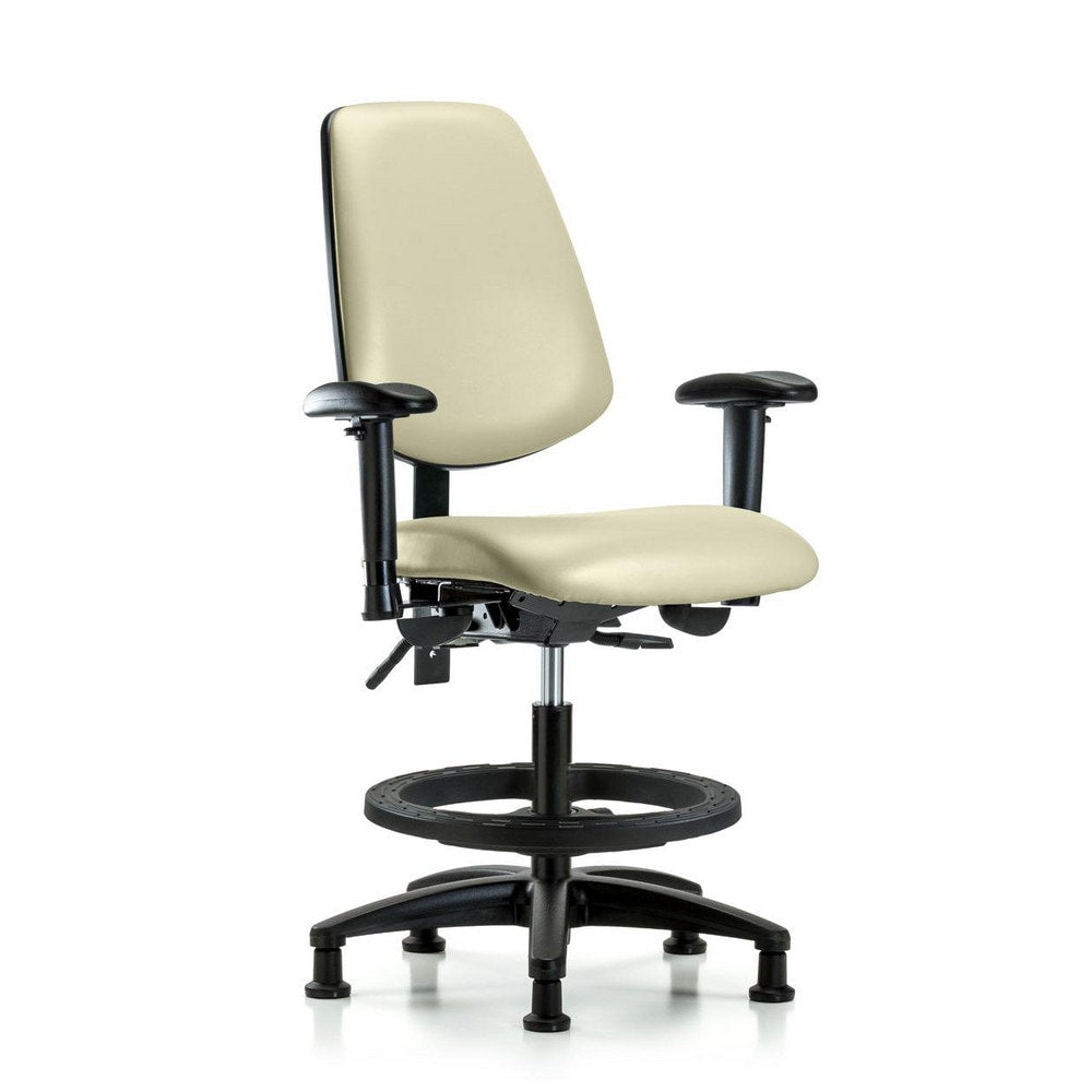 Ergonomic Multifunction Task Chair: Vinyl, 28-1/2" Seat Height, Adobe White