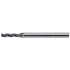 Roughing & Finishing End Mills; Mill Diameter (mm): 0.6; Number Of Flutes: 3; End Mill Material: Solid Carbide; Length of Cut (mm): 1.50; Coating/Finish: AlTiN