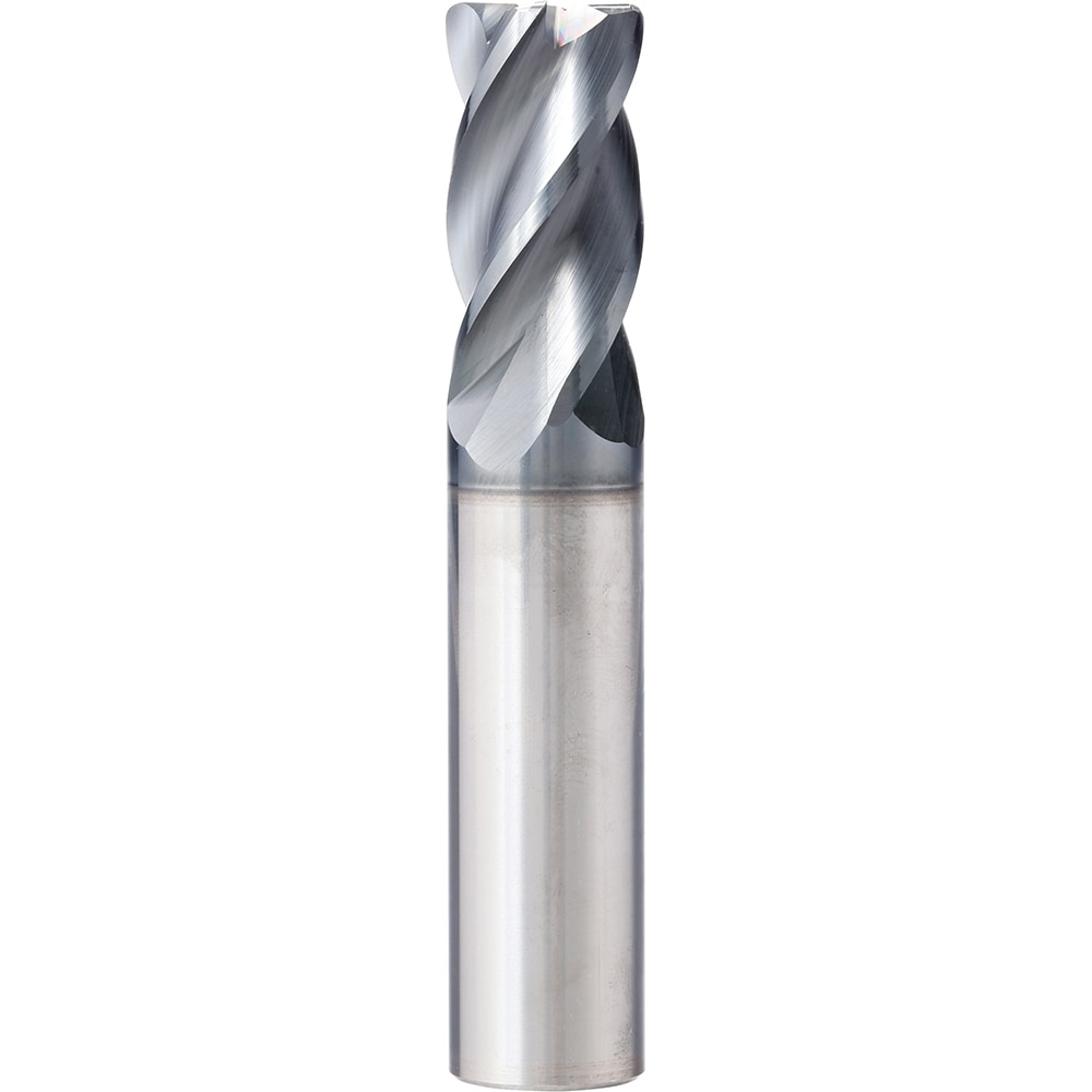 Corner Radius End Mill: 1/2" Dia, 1" LOC, 0.0150" Radius, 4 Flute, Solid Carbide