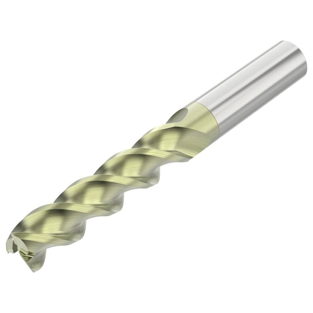 Corner Radius End Mill: 1/2" Dia, 2" LOC, 0.0100" Radius, 3 Flute, Solid Carbide