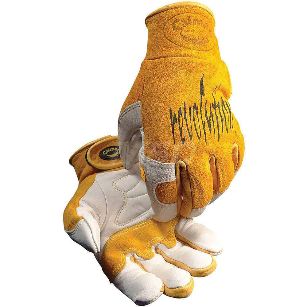 Welding Gloves: Caiman 1828, Size X-Large, Uncoated-Coated, Grain Cowhide Leather & Split Cowhide Leather, Pair, for MIG & TIG