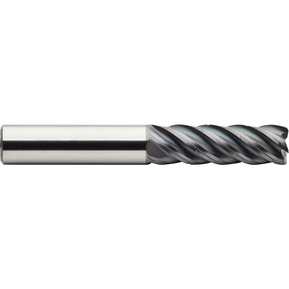 Corner Radius End Mill: 1/2" Dia, 2-1/8" LOC, 0.0300" Radius, 5 Flute, Solid Carbide