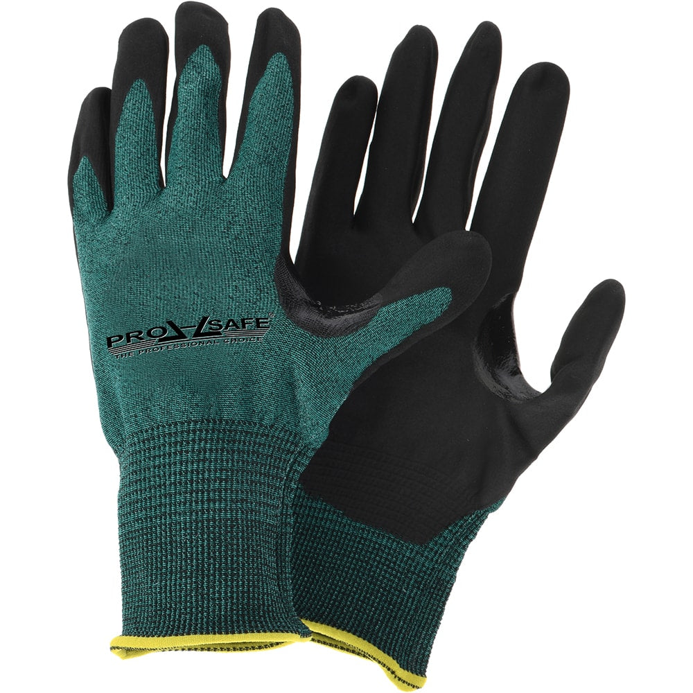 Cut-Resistant Gloves: PRO-SAFE Size Large, ANSI Cut A2, ANSI Puncture 2, Nitrile, HPPE Blend