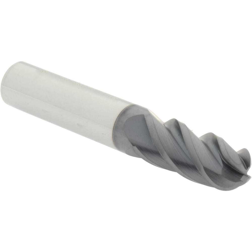 Ball End Mill: 7/16" Dia, 1" LOC, 4 Flute, Solid Carbide