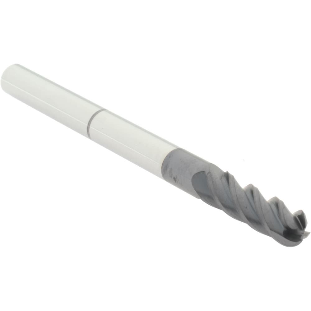 Ball End Mill: 5/16" Dia, 1" LOC, 4 Flute, Solid Carbide