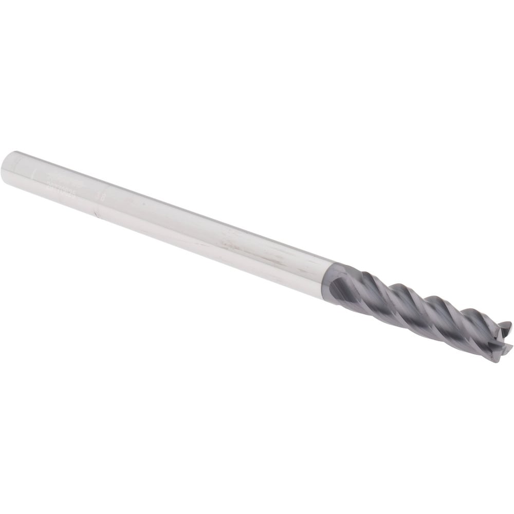 Corner Radius End Mill: 3/8" Dia, 1-1/2" LOC, 0.0300" Radius, 4 Flute, Solid Carbide