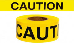 Barricade Tape: Yellow,  Message:" Caution", 3.0000" Width, 135.00' Length