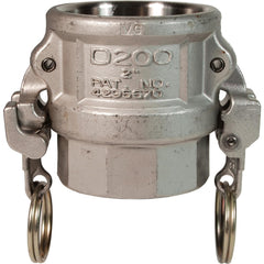 Suction & Discharge Hose Couplings; Type: Type D Coupler; Coupling Type: Cam & Groove; Coupling Descriptor: EZ Boss-Lock Coupler x FNPT; Material: Stainless Steel; Coupler Size (Fractional Inch): 4; Thread Size: 4; Hose Size: 4