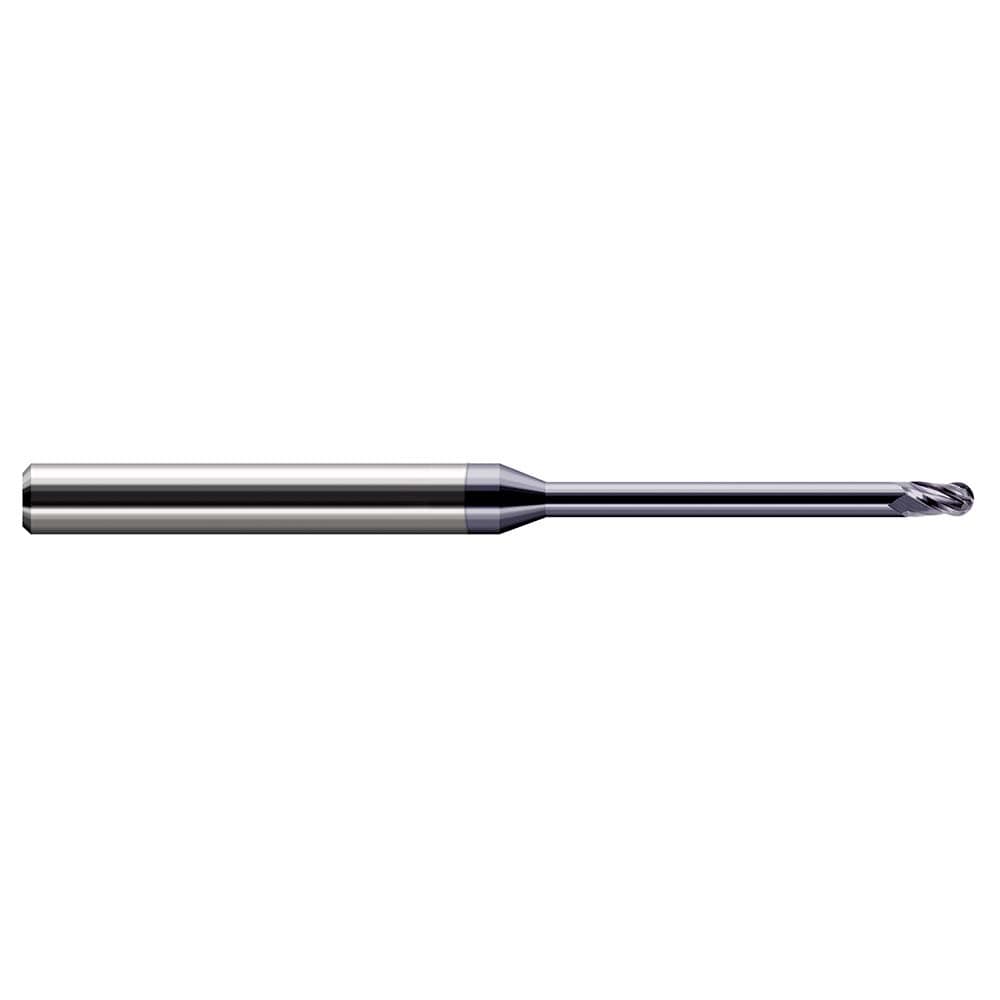 Ball End Mill: 1/64" Dia, 0.0220" LOC, 3 Flute, Solid Carbide