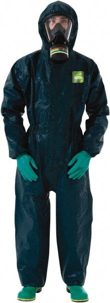 Non-Disposable Rain & Chemical-Resistant Coveralls: Size 5X-Large, Green, Film Laminate