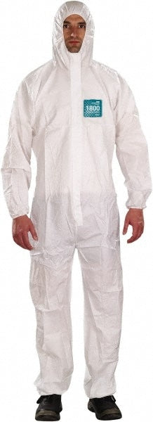 Non-Disposable Rain & Chemical-Resistant Coveralls: Size 5X-Large, White, Film Laminate