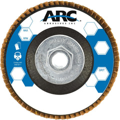 Flap Disc:  4-1/2" Dia, 5/8-11" Hole, 40 Grit, Zirconia Alumina, Type 27