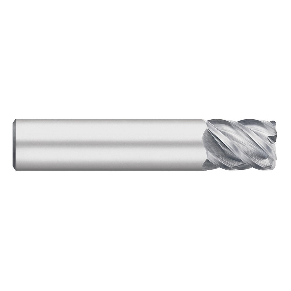 Corner Radius End Mill: 1/4" Dia, 1/2" LOC, 0.0300" Radius, 5 Flute, Solid Carbide