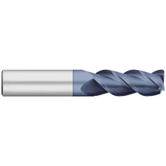 Corner Radius End Mill: 3/16" Dia, 3/8" LOC, 0.0100" Radius, 3 Flute, Solid Carbide