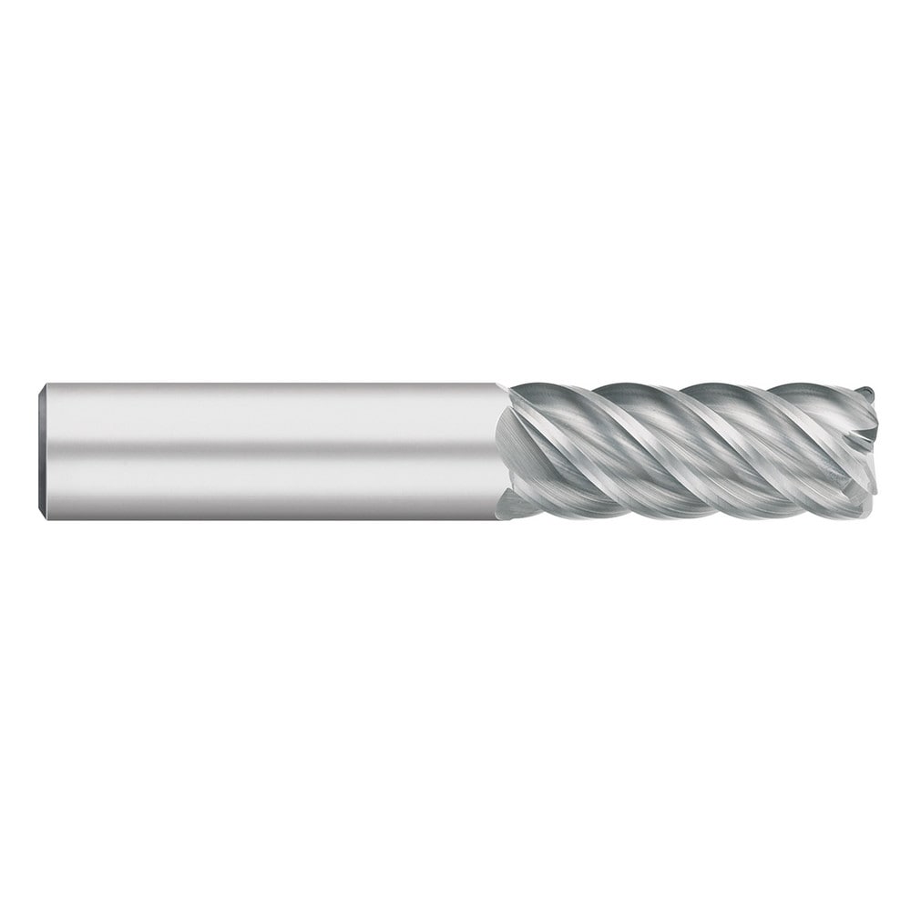 Corner Radius End Mill: 1/4" Dia, 3/4" LOC, 0.0300" Radius, 5 Flute, Solid Carbide