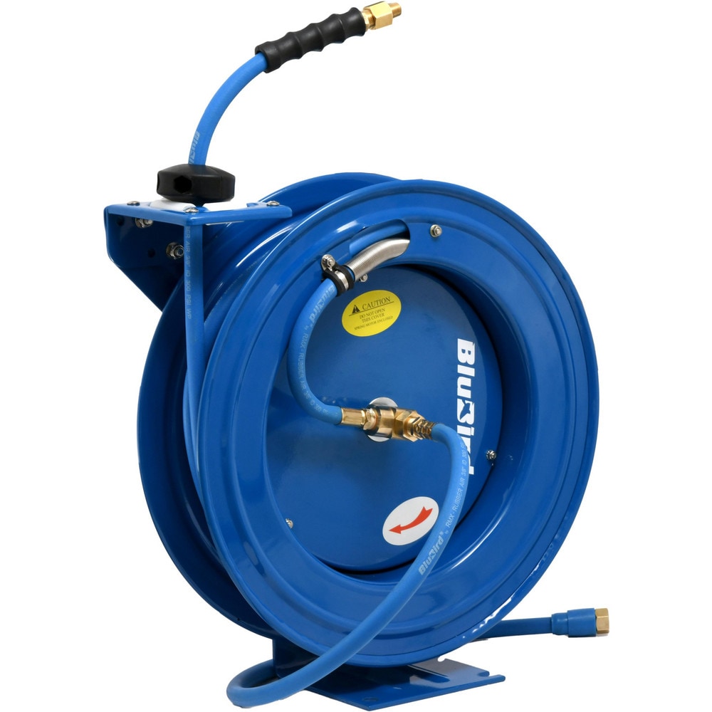 BluBird 3/8" x 50' Rubber Air Hose Heavy Duty Single Arm Reel