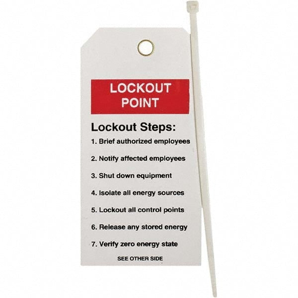 Lockout Tag: 5-3/4" High, 3" Wide, Polyester, "LOCKOUT POINT"