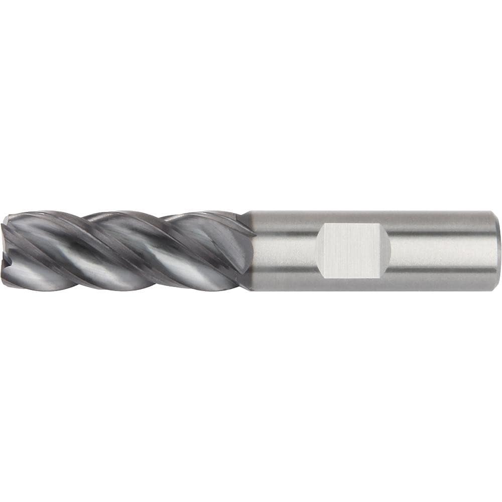 Corner Radius End Mill: 3/8" Dia, 1/2" LOC, 0.0300" Radius, 4 Flute, Solid Carbide