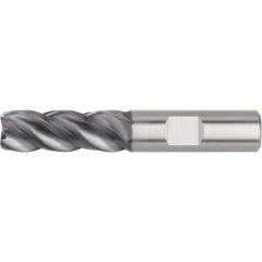 Corner Radius End Mill: 3/8" Dia, 1/2" LOC, 0.0300" Radius, 4 Flute, Solid Carbide