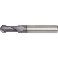 Ball End Mill: 12.00 mm Dia, 45.00 mm LOC, 2 Flute, Solid Carbide