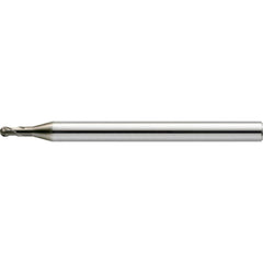 Ball End Mill: 1.50 mm Dia, 1.20 mm LOC, 2 Flute, Solid Carbide