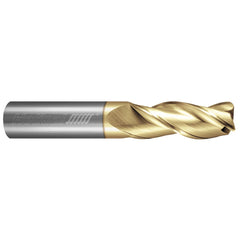 Corner Radius End Mill: 3/8" Dia, 1-1/2" LOC, 0.1250" Radius, 3 Flute, Solid Carbide