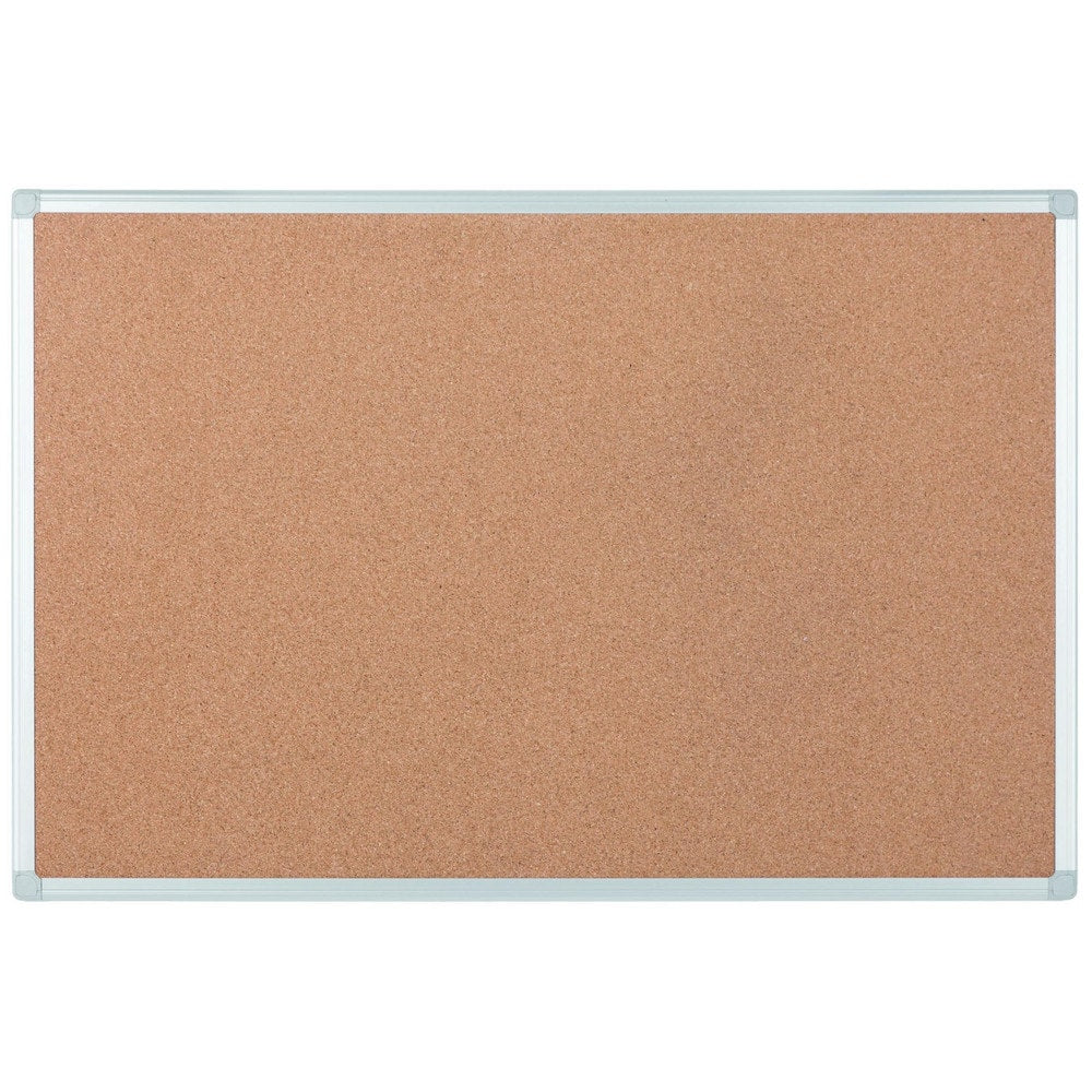 Cork Bulletin Boards; Bulletin Board Type: Open Cork Bulletin Board; Board Color: Brown; Board Material: Cork; Width (Inch): 35.43; Height (Inch): 23.62; Frame Material: Aluminum; Frame Color: Silver