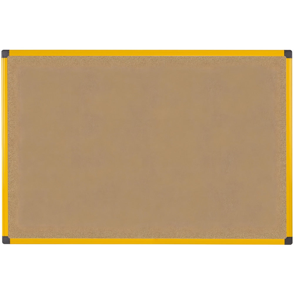 Cork Bulletin Boards; Bulletin Board Type: Open Cork Bulletin Board; Board Color: Brown; Board Material: Cork; Width (Inch): 48; Height (Inch): 36; Frame Material: Aluminum; Frame Color: Yellow