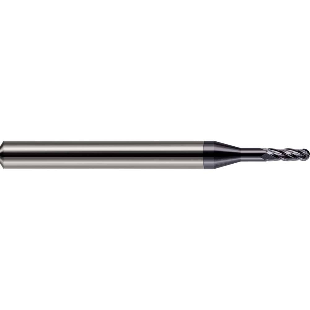 Ball End Mill: 1/64" Dia, 0.0450" LOC, 4 Flute, Solid Carbide