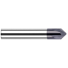 Chamfer Mill: 3/8" Dia, 3/8" Shank Dia, 4 Flute, Solid Carbide, Single End