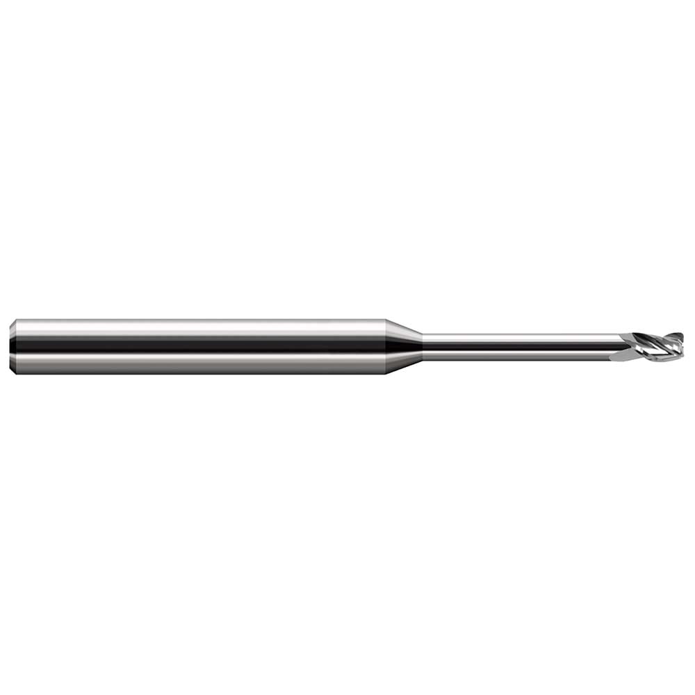 Corner Radius End Mill: 0.5 mm Dia, 0.03" LOC, 0.0050" Radius, 4 Flute, Solid Carbide