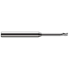 Corner Radius End Mill: 0.5 mm Dia, 0.03" LOC, 0.0050" Radius, 4 Flute, Solid Carbide