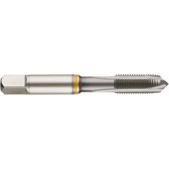 Spiral Point Tap: 3/8-24 UNF, 3 Flutes, Plug Chamfer, 2B/3B Class of Fit, HSS-E Cobalt, Ignator Coated