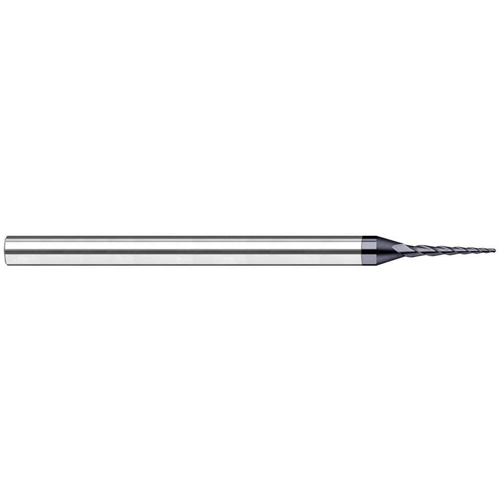 Tapered End Mill: 15 deg Angle per Side, 0.0300" Small Dia, 0.3000" LOC, 4 Flute, Tapered End