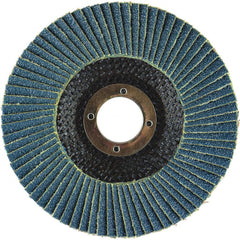 Flap Disc:  4-1/2" Dia, 5/8-11" Hole, 36 Grit, Zirconia Alumina, Type 27