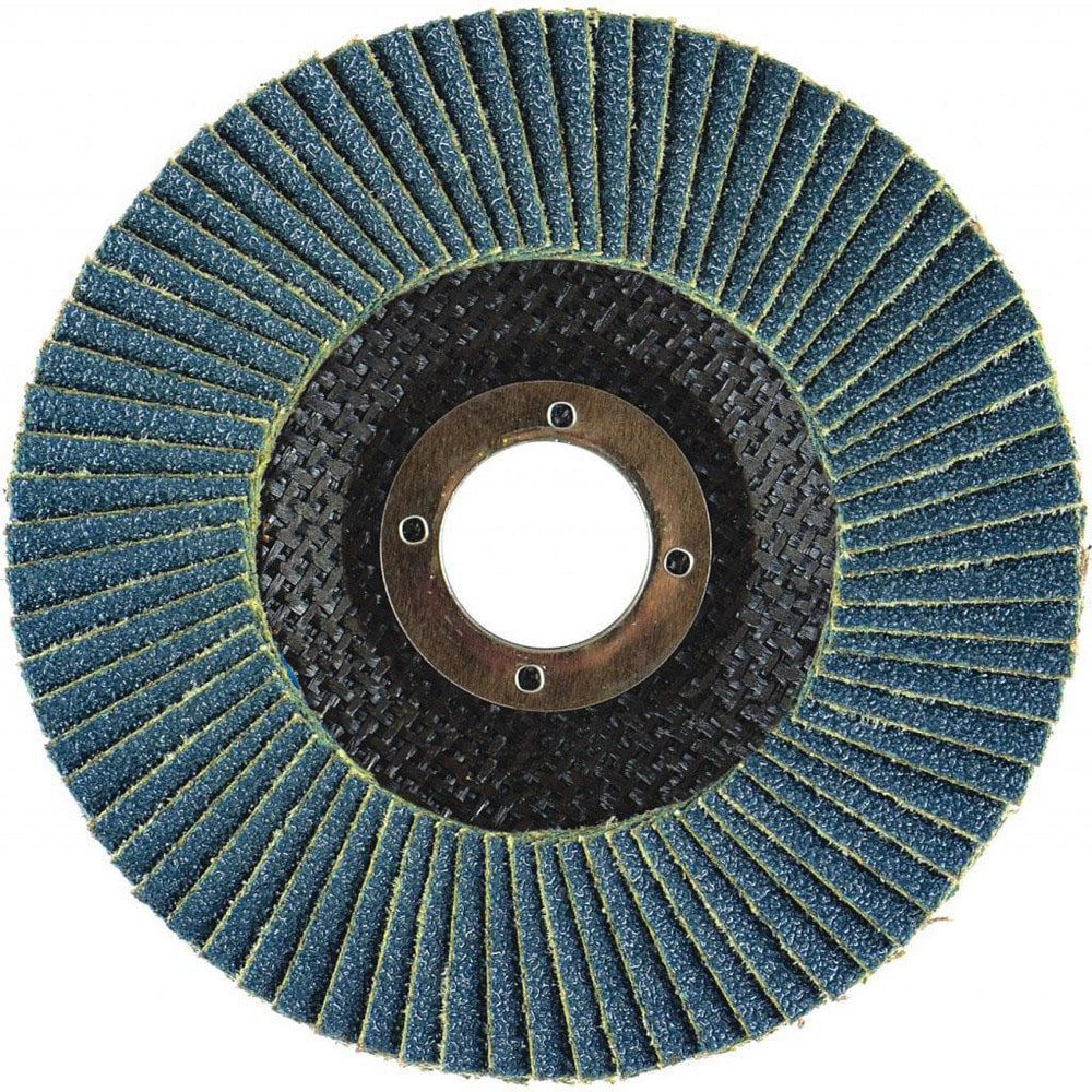 Flap Disc:  7" Dia, 5/8-11" Hole, 24 Grit, Zirconia Alumina, Type 29